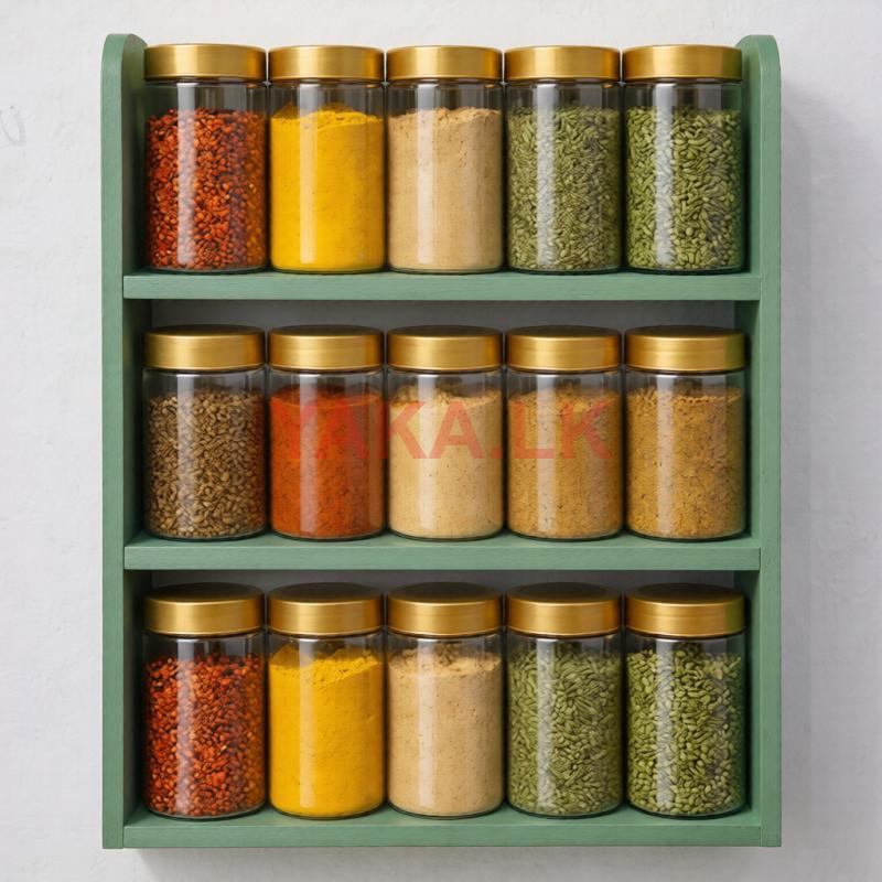 3 Layer Wooden Rack with Spice Bottle
